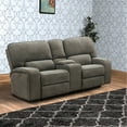thumbnail image 6 of Benzara BM196629 Fabric Upholstered Wooden Power Recliner Loveseat with Adjustable Headrests, Brown, 6 of 6