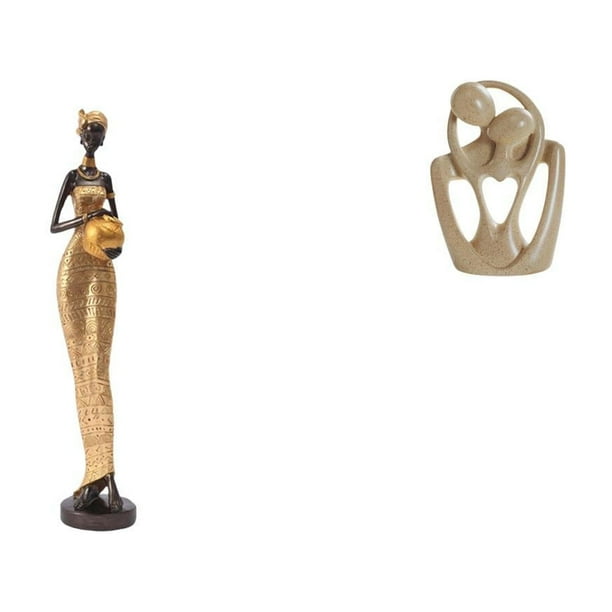 Figura Abstracta Africana, Estatua De Pareja De Mujeres, Obra De Arte De Resina Creativa, Decoración Del Hogar, Escultura De Mujer Tribal Novedosa Para Dormitorio, Mesa, Estantería, Cafetería