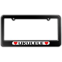 Ukulele Love with Hearts License Plate Frame