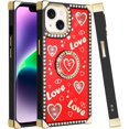 thumbnail image 3 of For iPhone 13/14 Passion  Hearts Diamond Glitter Ornaments Engraving Case Cover - 9, 3 of 3