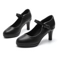 thumbnail image 7 of DADAWEN Women's Pumps Round Toe Platform Heels Mary Janes Dress Heels Bridal Wedding Party Shoes Black US Size 9, 7 of 7