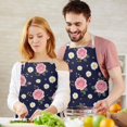 thumbnail image 3 of Pioneer Flower Floral Print Pattern Apron for Women and Men, Cotton Linen Waterproof with Pockets, Adjustable, 33x27 Inch for Kitchen, Gardening, BBQ, Salon, 3 of 6
