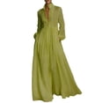 thumbnail image 2 of Miqool Women's Casual Maxi Dress Puff Long Sleeve Stand Collar Button Front Flowy Loose Fit Long Dress with Pockets, 2 of 7