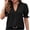Black, variant on Women's Blouse V Neck Short Sleeve Ruffle Puff Sleeve Smocked Pleated Flowy Lightweight Soft Casual Elegant Summer Tops, Black S