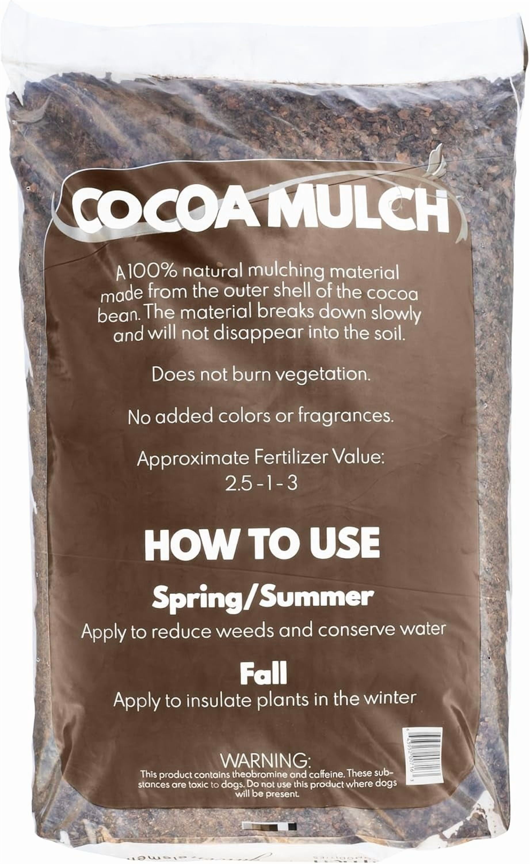 100% Natural Cocoa Bean Shell Mulch for Gardens, Flower Beds, Potted Plants, and Mulching, 2 cu ft