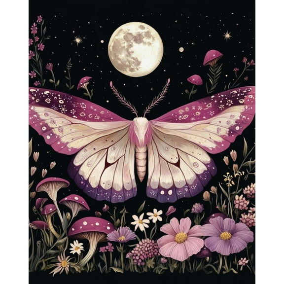 Paint by Numbers for Adults Kids Beginner Moth Flower Language DIY Acrylic Painting by Numbers Kits with Brushes Acrylic Pigment Home Decoration Gifts 16 x 20 inch