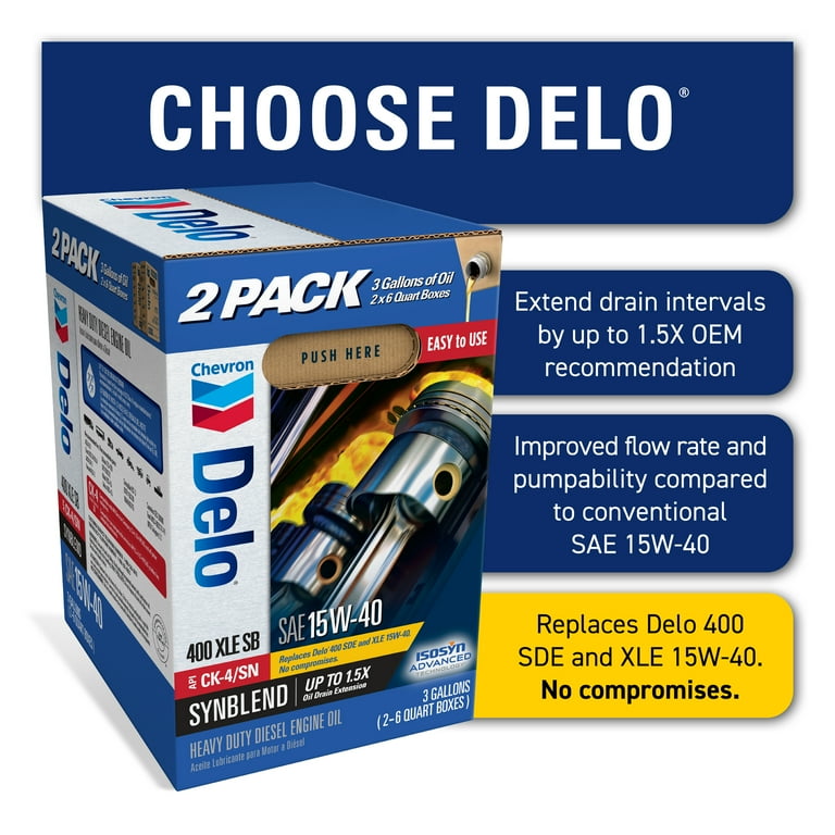 DELO XLE SB Synthetic Blend Diesel Motor Oil SAE 15W-40 3 Gallon