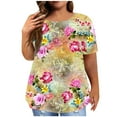 thumbnail image 3 of Patlollav Womens Plus Size Shirts Elegant Floral Print Tunic Tops Summer Crewneck Short Sleeve Tshirts 2024 Oversize Tee Shirts, 3 of 6