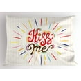 thumbnail image 1 of Kiss Me Pillow Sham Vintage Style Quote with Colorful Starburst Stripes on School Textbook Background, Decorative Standard King Size Printed Pillowcase, 36 X 20 Inches, Multicolor, by Ambesonne, 1 of 2