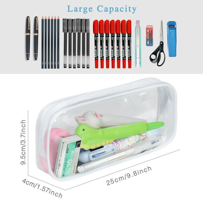 4 Pcs Clear PVC Pencil Case with Zipper,Travel Toiletry Bag, Portable  Transparent Big Capacity Pencil Bag Makeup Pouch,Black and White