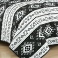 thumbnail image 6 of Chezmoi Collection Indie 3-Piece Southwestern Quilt Set, Black White Geometric Symbols Printed Microfiber Lightweight Quilted Bedspread Set, King, 6 of 9