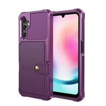 Slim Hard PC Case Compatible with Samsung Galaxy A16 5G/4G, PU Leather Card Holder Back Case Kickstand Shock-absorbing Car Magnetic Case Cover Designed for Samsung Galaxy A16 5G/4G, Purple