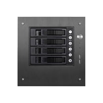 iStarUSA S-35-B4BK Black Aluminum / Steel Tower Compact Stylish 4 x 3.5" Hotswap mini-ITX Tower - Black HDD Handle
