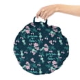 thumbnail image 2 of Romantic Round Floor Cushion with Handle, Summer is Here Message with Blossoming Pomegranate Fruits Tree, Decorative Pillow for Living Room & Dorms, 18" Round, Pale Pink Dark Petrol Blue, by Ambesonne, 2 of 4