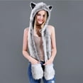 thumbnail image 7 of SBYOJLPB Hats for Women Male Female Faux Animal Hood Cap Mittens Ears Cartoon Hat Gloves Scarf Pocket, 7 of 7