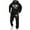 Black, variant on Menswear Letter Print Hoodie Set with Casual Long Sleeve Tee and Drawstring Pants for Everyday Leisure Khaki 3XL
