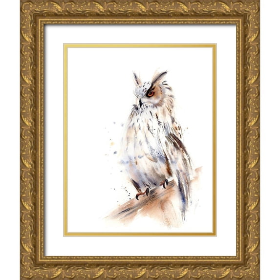 Shefranov, Olga 12x14 Gold Ornate Wood Framed with Double Matting Museum Art Print Titled - Owl
