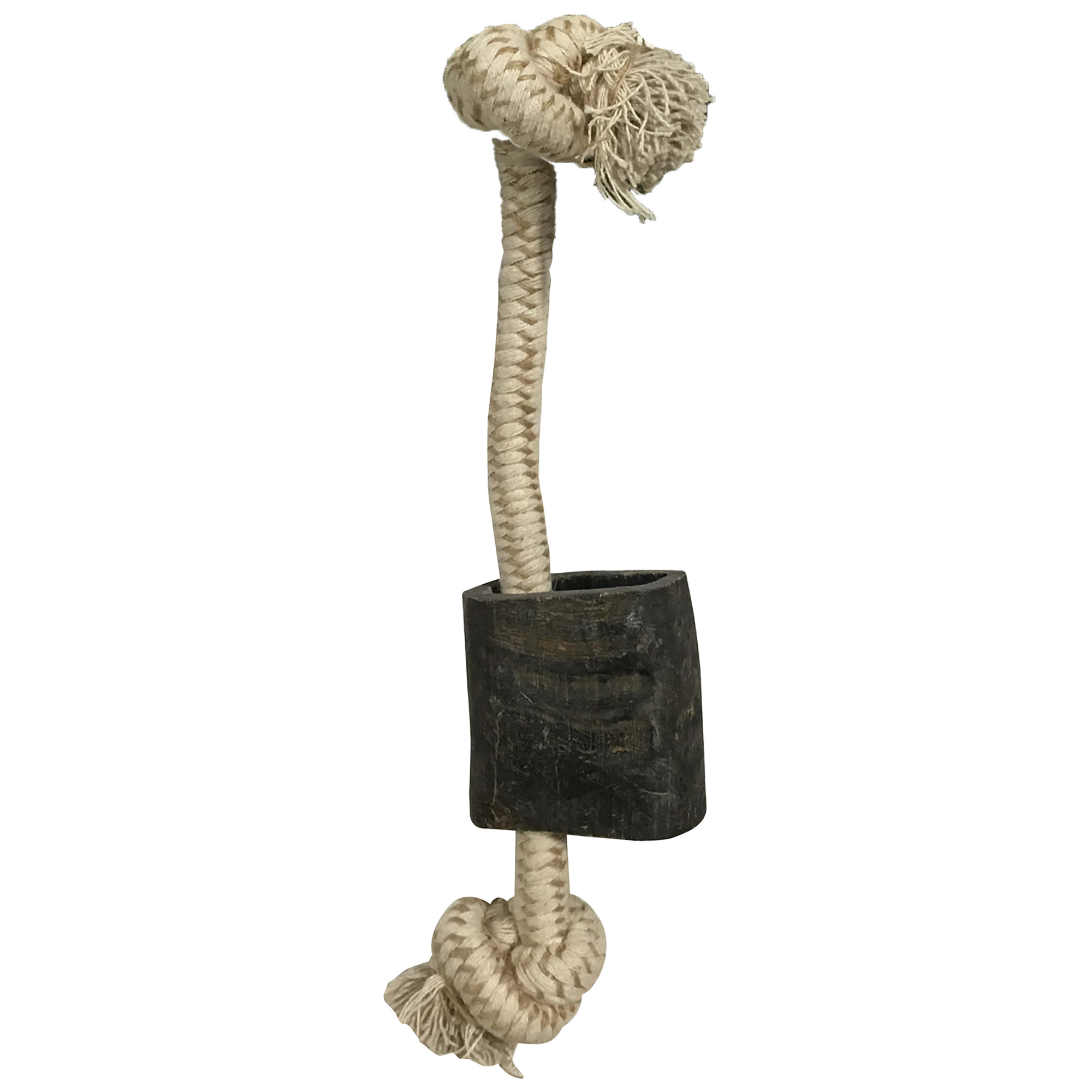 Mossy Oak: Water Buffalo Horn & Tug Dog Chew - 12" Knotted Natural Cotton Rope, Pet Toy, Preservative Free Horn, Long-Lasting, Combines Play & Chewing