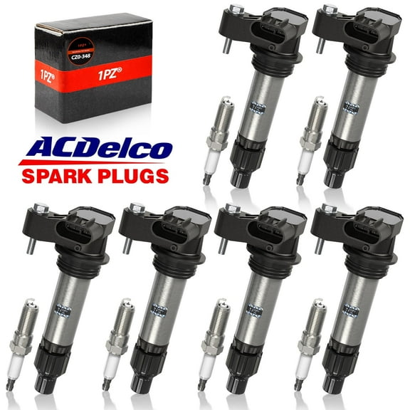 1PZ 6x Ignition Coil & ACDelco Iridium Spark Plug For Cadillac GMC Chevy Buick UF569