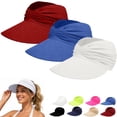 thumbnail image 2 of WHEANG 3 Pack UPF 50+ Sun Hats for Women Wide Brim Ponytail Sun Hat Lightweight Foldable Summer Beach Hat Solid Color Casual Outdoor Cap for Men Women Travel Hiking Golf Blue, 2 of 5