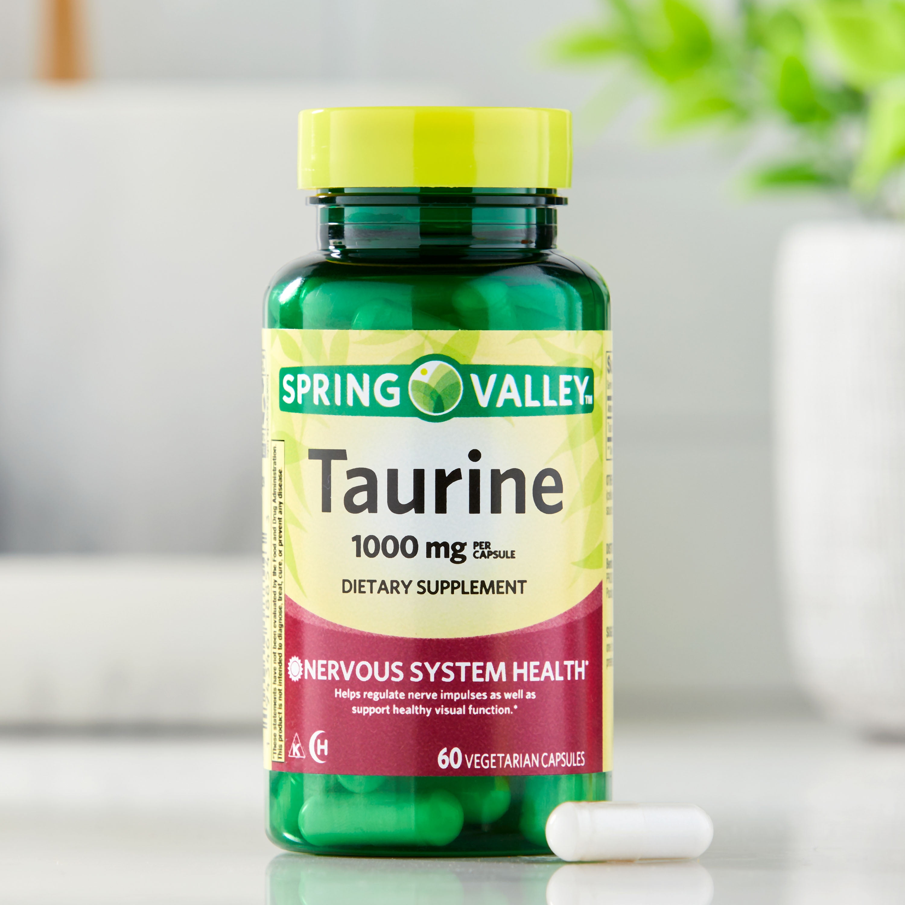 Spring Valley™ Taurine 1,000 mg, Double Strength, 60 Vegetarian Capsules