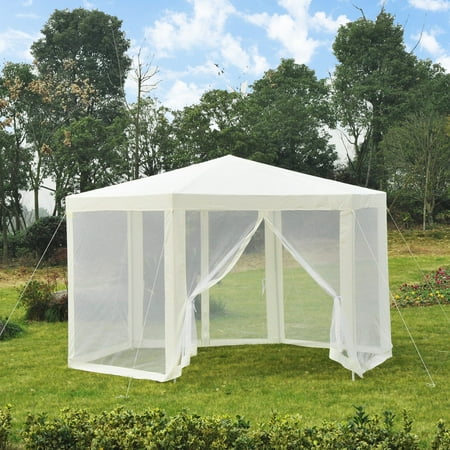 Outdoor Hexagon Party Gazebo Tent Canopy Cover Party Wedding tent Screen House Sun Shade Shelter with Mesh Side