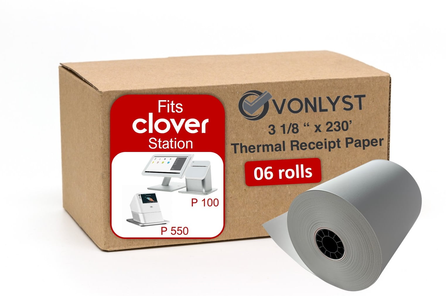 Photo 1 of Clover Station Thermal Receipt Paper Rolls 3 1/8 x 230' (6 rolls)