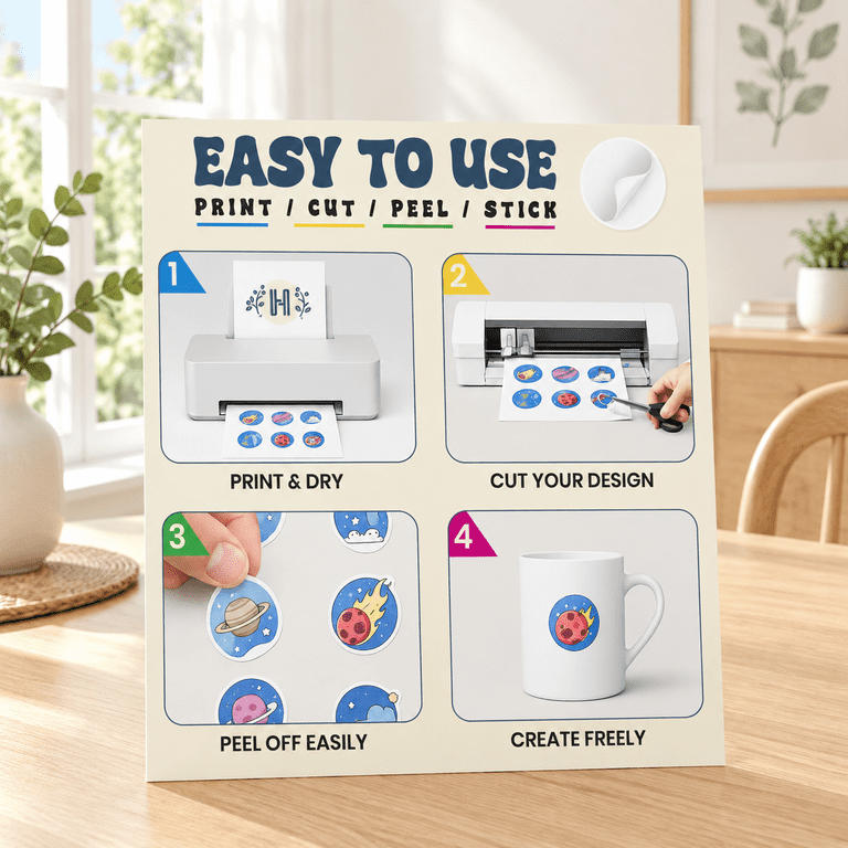 Food Label Sticker Options Matte 25 Sheets Printable Vinyl Sticker Paper for Inkjet Printer, Self ...