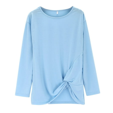 

dmqupv 2cellos Shirt Tunic Knot Long Casual T-Shirt Front Kids Tee Blouse Girls Sleeve Tops Toddler Rainbow Clothes Blue 6-7 Years