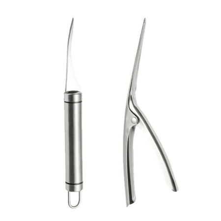 

NUOLUX 1 Set 2pcs Stainless Steel Shrimp Peelers Prawn Peeling Pliers for Home (Silver)