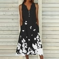 thumbnail image 2 of YABCSAZ Summer Dresses for Women 2024 Casual Loose Floral Printed V Neck Tank Dress Plus Size Hollow Out Beach Sundress Sleeveless Dresses for Vacation, 2 of 5