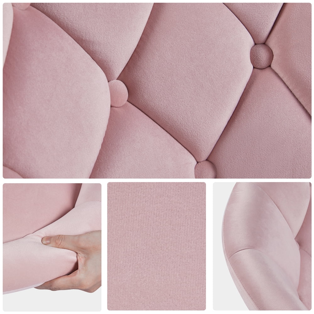 Alden Design Modern Tufted Adjustable Barrel Swivel Accent Chair, Pink Velvet