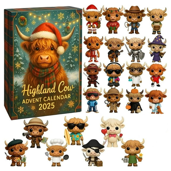 24-Day Highland Cow Advent Calendar 2025 Surprise Christmas Decoration For Home & Christmas Tree
