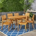 thumbnail image 3 of GDF Studio Fairgreen Outdoor Acacia Wood 7 Piece Dining Set, Teak, 3 of 13