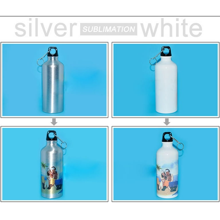 CALCA 60pcs Bulk Sublimation Blank Aluminum Sports Bottle White Water Bottle  500ml with Individual White Box 