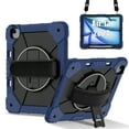 thumbnail image 2 of ELEHOLD Rugged Hybrid Case For Apple iPad Air 13 (2024), with Built-in Kickstand 360° Rotating Handstrap Pencil Holder Crossbody Shoulder Strap Shockproof Heavy Duty Case, Navyblue+Black, 2 of 10