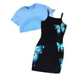 thumbnail image 5 of Gelikeya Girls 2 Piece Butterfly Graphic Camisole Pencil Dress with Short Sleeve Crop Tee Top Set Summer Cute Outfits 5-14Y (Light Blue, 7-8 Years), 5 of 5
