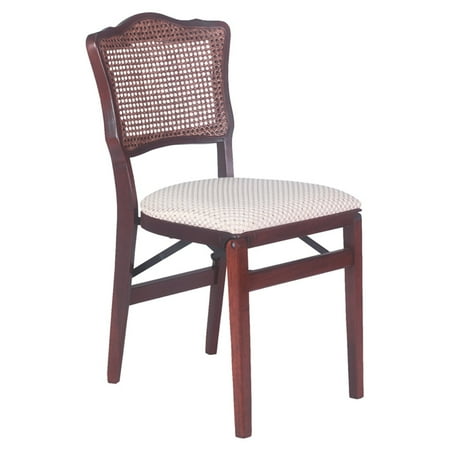 - French cane back hardwood folding chair - Light cherry