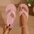 thumbnail image 2 of Xfvqtps Womens Fuzzy Flip Flops Winter Warm Flat House Shoes Soft Sole Non Slip Indoor Slides Cozy Ladies Home Slippers, 2 of 9