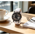 thumbnail image 3 of Fashion Skeleton Dial Quartz Watch - Stylish Roman Numeral Analog Wristwatch with Leather, Unisex Casual Dress Watch for Men & Women,H, 3 of 4