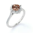 thumbnail image 3 of JeenMata Peach Pink 1.75 Carat Cushion cut created morganite and Moissanite Engagement Ring in 18k Gold Over Sterling Silver, 3 of 6
