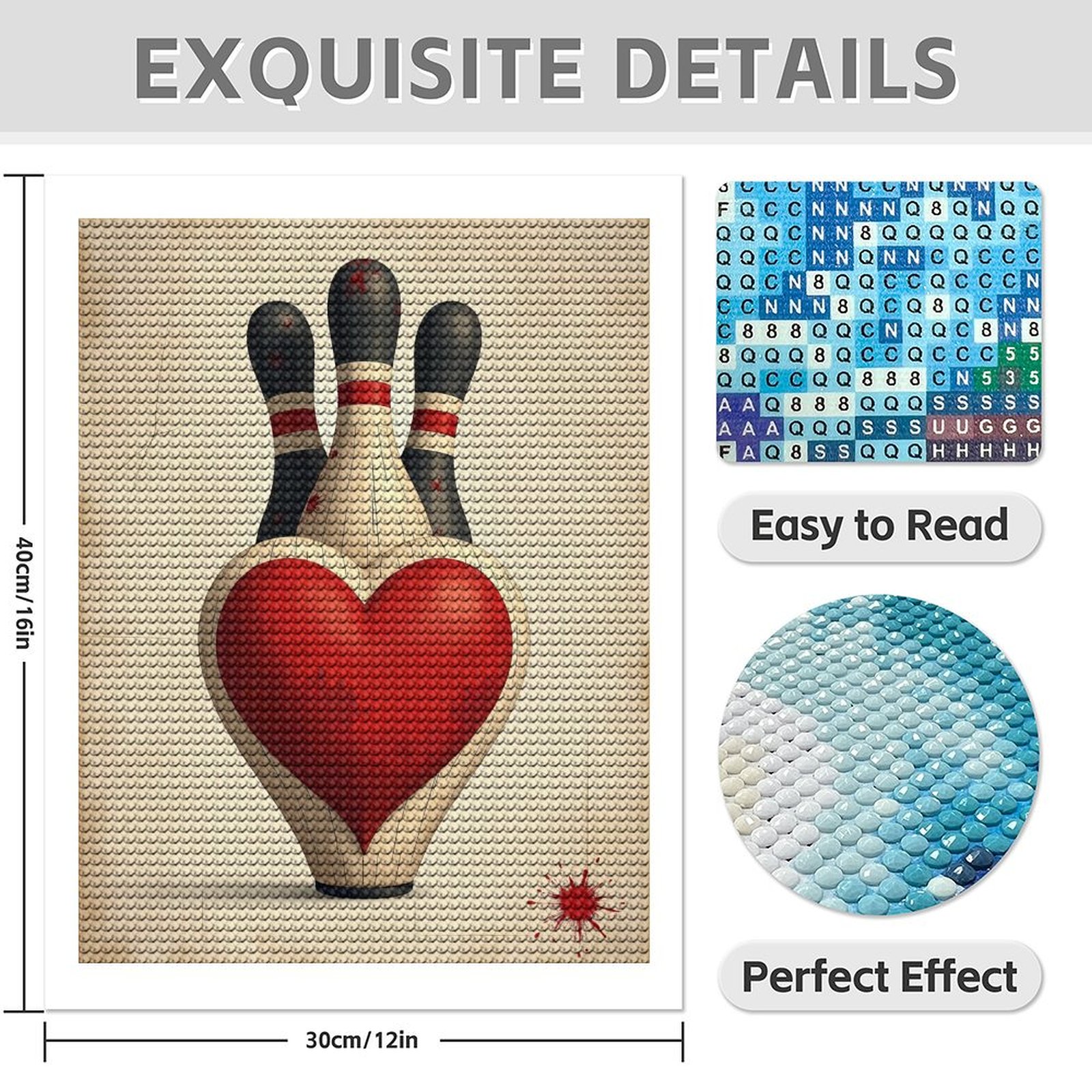 Diamond Art Kits for Adults - Modern Bowling Print No.26 5D Frameless Dimond Painting Kit for Adults Beginner, Round Diamond Kits for Home Wall Decor, Gift for Women