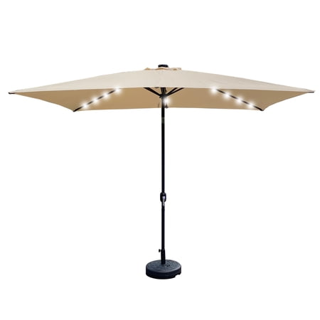 Hassch Outdoor Patio Umbrella 10 Ft X 6.5 Ft Rectangular With Crank Weather Resistant Uv Protection Water Repellent Durable 8 Sturdy Aluminuim Ribs With Push Button Tilt&Crank