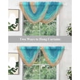 thumbnail image 5 of Waterfall Valances for Windows, Aqua Ombre Coastal Kitchen Sheer Valance Curtains, Summer Nautical Beach Ocean Seaside Rod Pocket Elegant Swag Valances for Living Room Bedroom, 47.2"x38.5", 3 Panel, 5 of 8