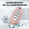 thumbnail image 5 of Key Fob Cover Compatible with Infiniti Q50 Q60 QX50 QX55 QX60 5 Button Keychain Case Holder Protector,Leather keychain-Pink, 5 of 7