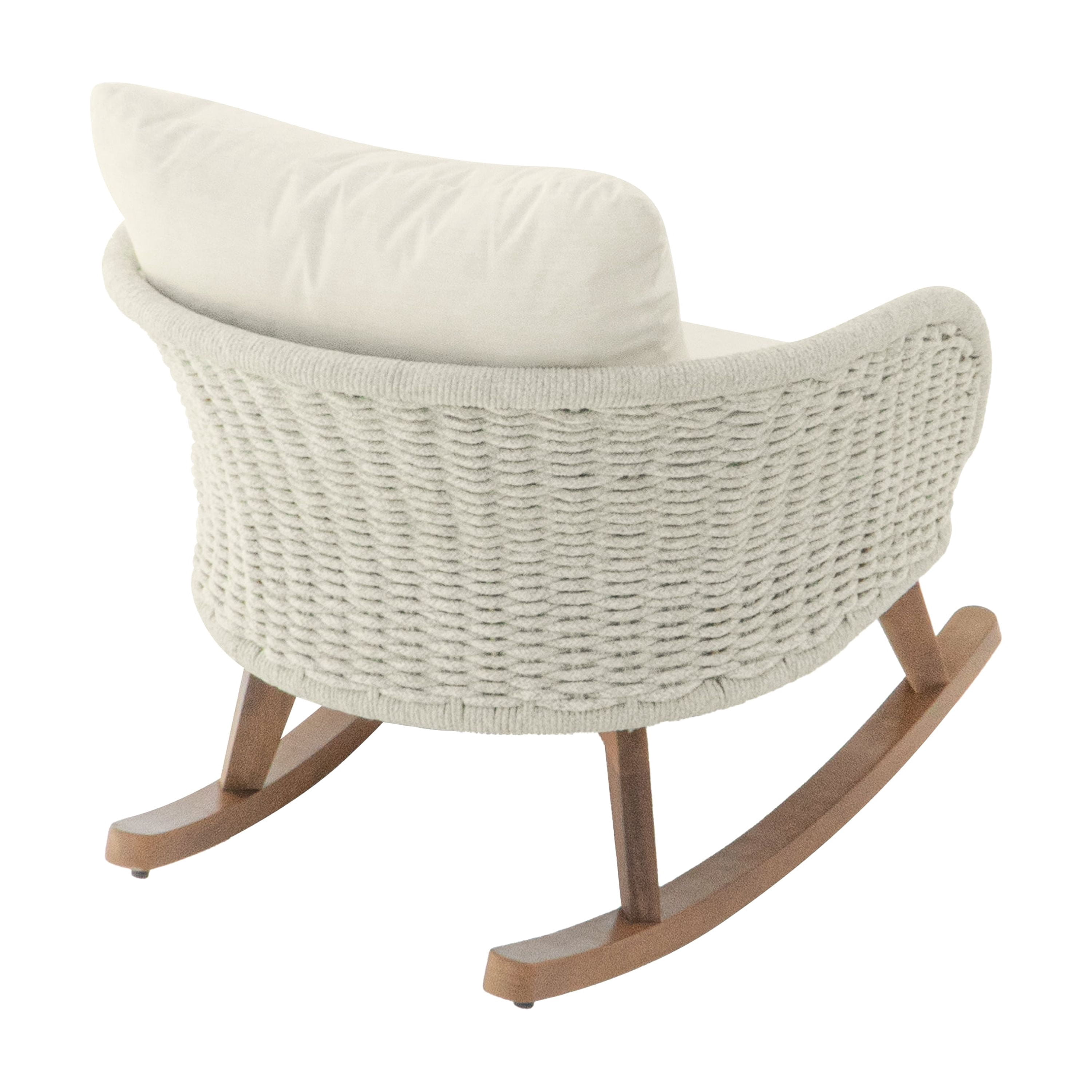 Euroco Modern Wicker Rocking Chair with Cushions, PE Rattan Rocker with Wooden Frame for Indoor & Outdoor Use