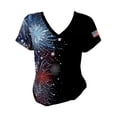thumbnail image 4 of MEICHEN Women's V Neck Butterfly & Rose Print T Shirt Patriotic Glitter Graphic Casual Top, 4 of 4
