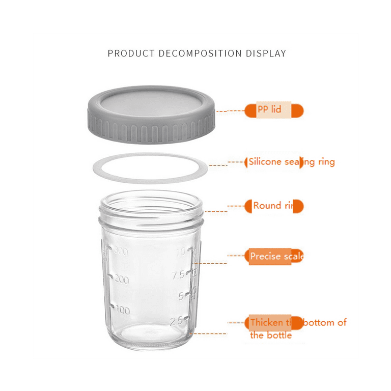 Meal Prep Container, 14oz 400ml Set of 4 Overnight Oats Containers with  Lids, Airtight Leakproof Pop Top Lid Bowl for Breakfast Leftovers,  Glass-like