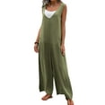 thumbnail image 3 of hirigin Women Jumpsuit, Elegant Sleeveless Patchwork Loose Long Wide Leg Pants with Pockets, 3 of 5