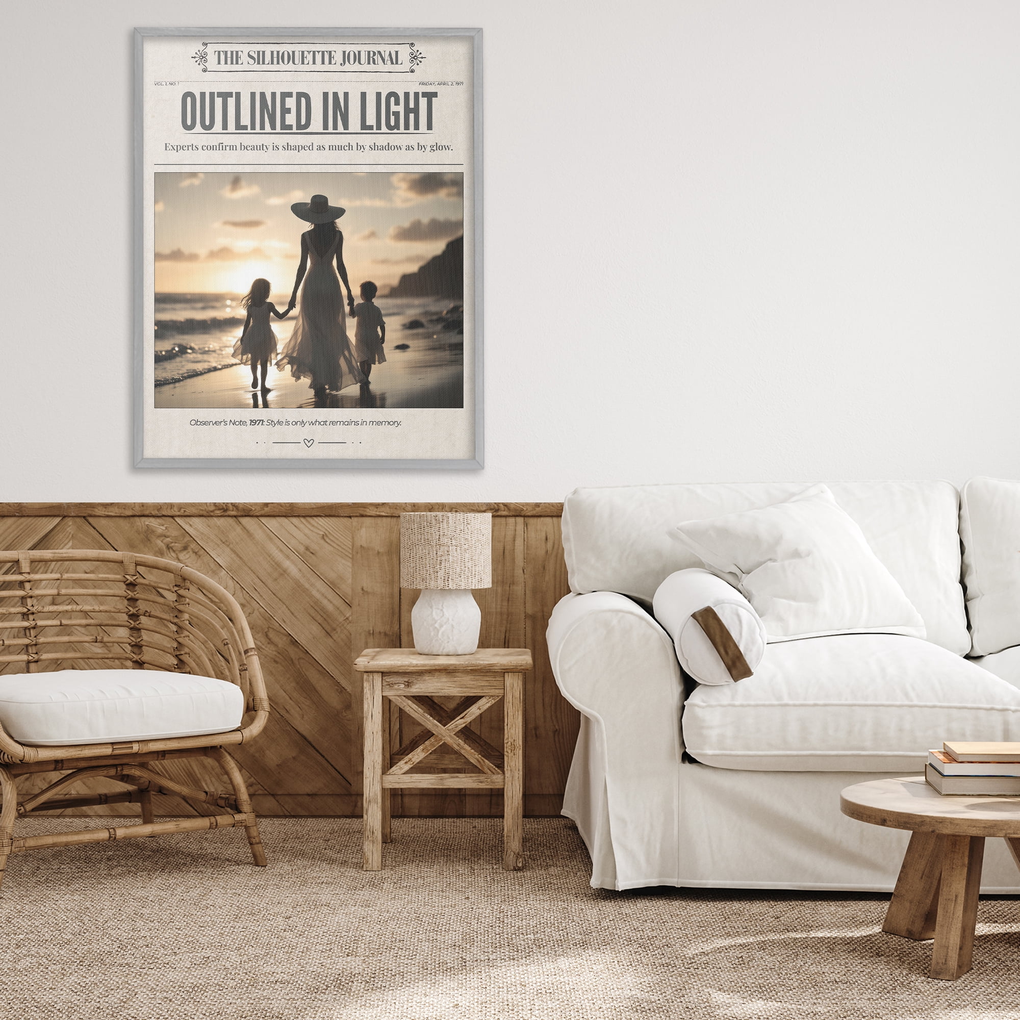 Stupell Industries Outlined In Light Newspaper Gray Framed Giclee Art, design by A Barefoot Stylist